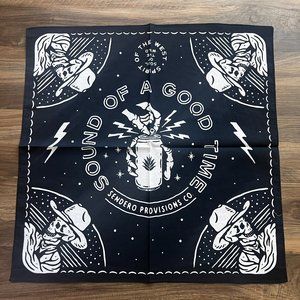 NEW Ltd Ed Sendero black Western bandana w/skeleton Day of Dead banner 23"x23"